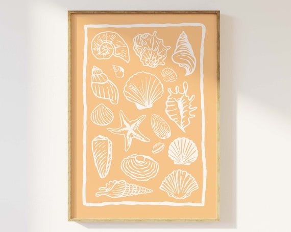 Seashells Print Art Cute Summer Art Print Girly Wall Art Trendy Beach House Decor Coastal Wall Art