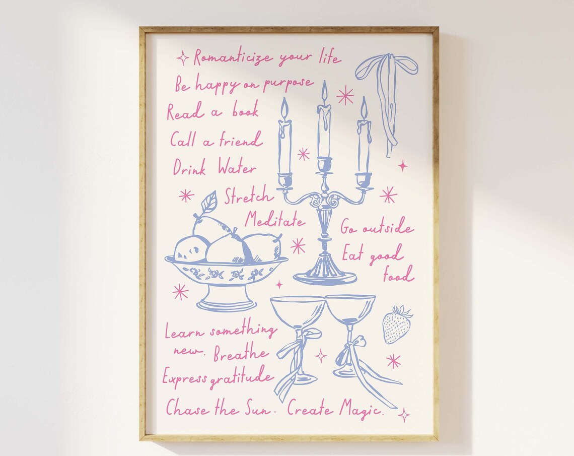 Romanticize Your Life Handwritten Affirmation List Poster In Pink - Image 4