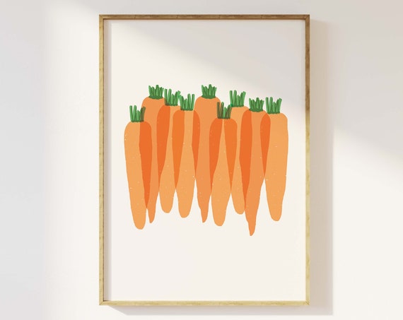 Carrots Print Art Cute Carrot Art Print Food Wall Art Trendy Easter Decor Kitchen Wall Decor