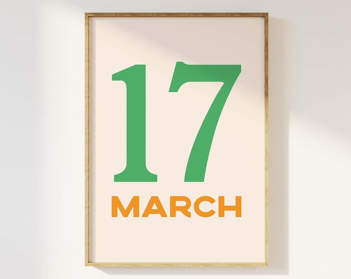 March 17 Print Art St Patricks Day Decor Green Wall Art Trendy St Paddys Day Cute Irish Print