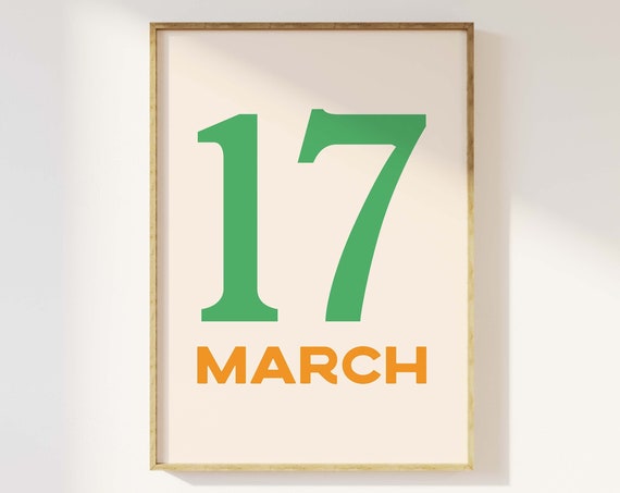 March 17 Print Art St Patricks Day Decor Green Wall Art Trendy St Paddys Day Cute Irish Print
