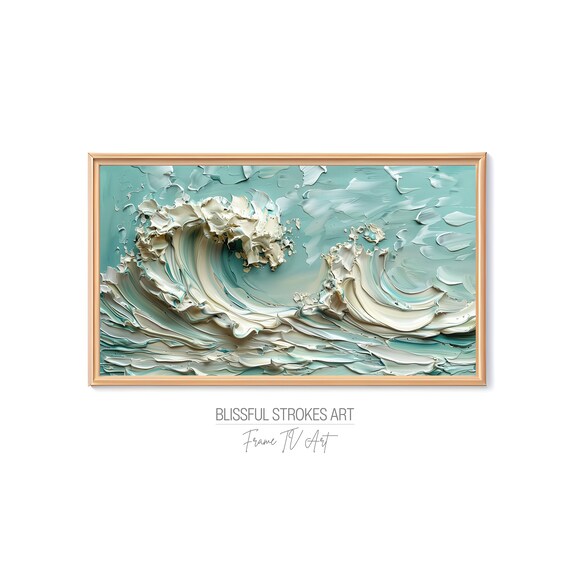 Abstract Ocean Wave Textured Seascape Frame TV Art Painting Poster