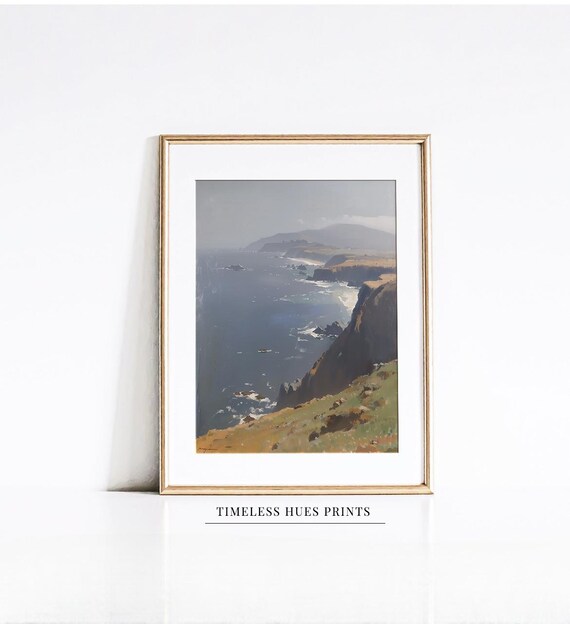 Moody Coastal Cliff Landscape Dramatic Ocean Seascape Poster