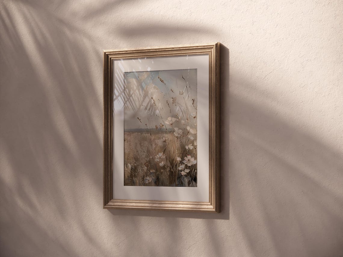 Soft Neutral Wildflower Meadow Beige Floral Botanical Wall Art