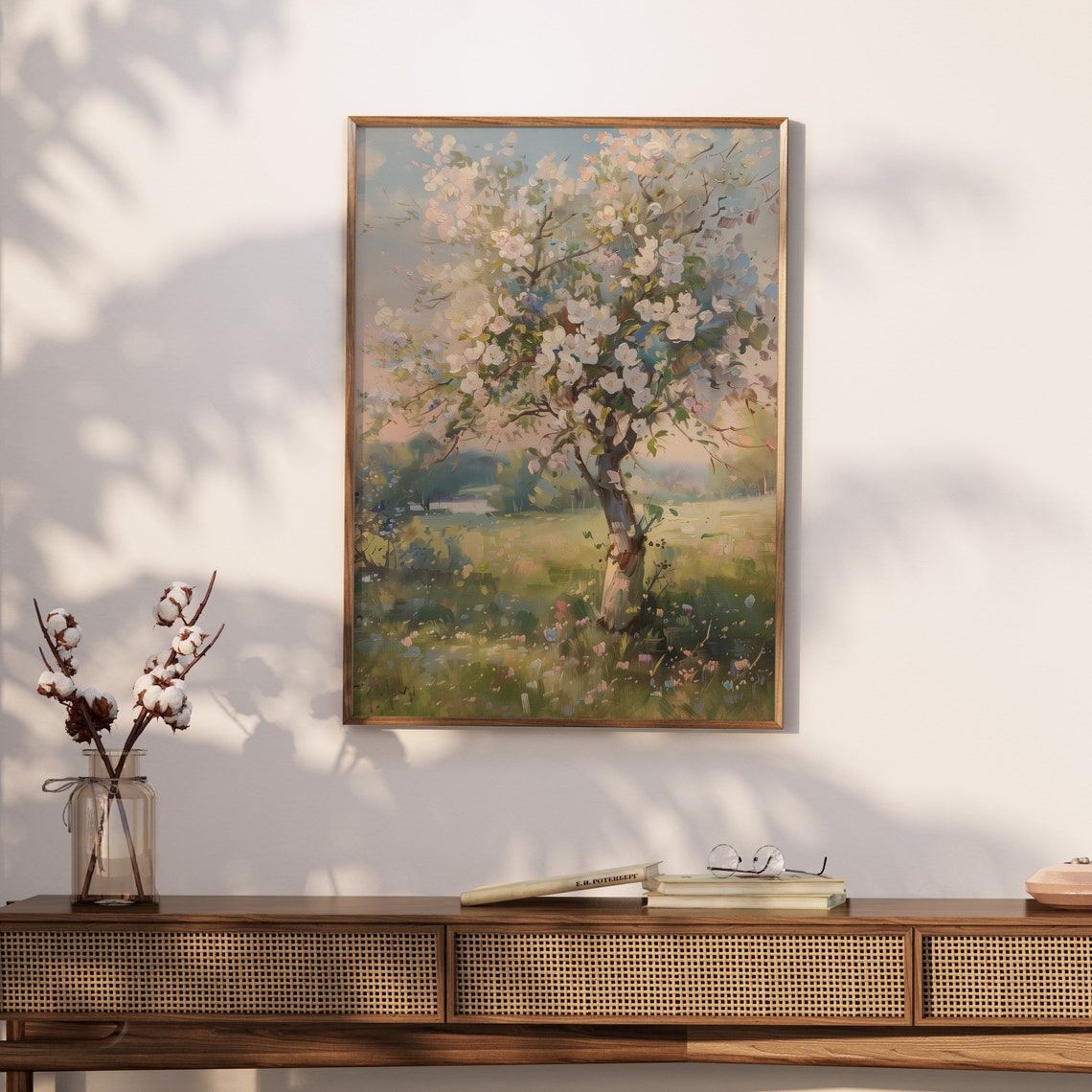 Silver Trees By A Mirror Calm Blue Lake In A Watercolor Poster - Image 2