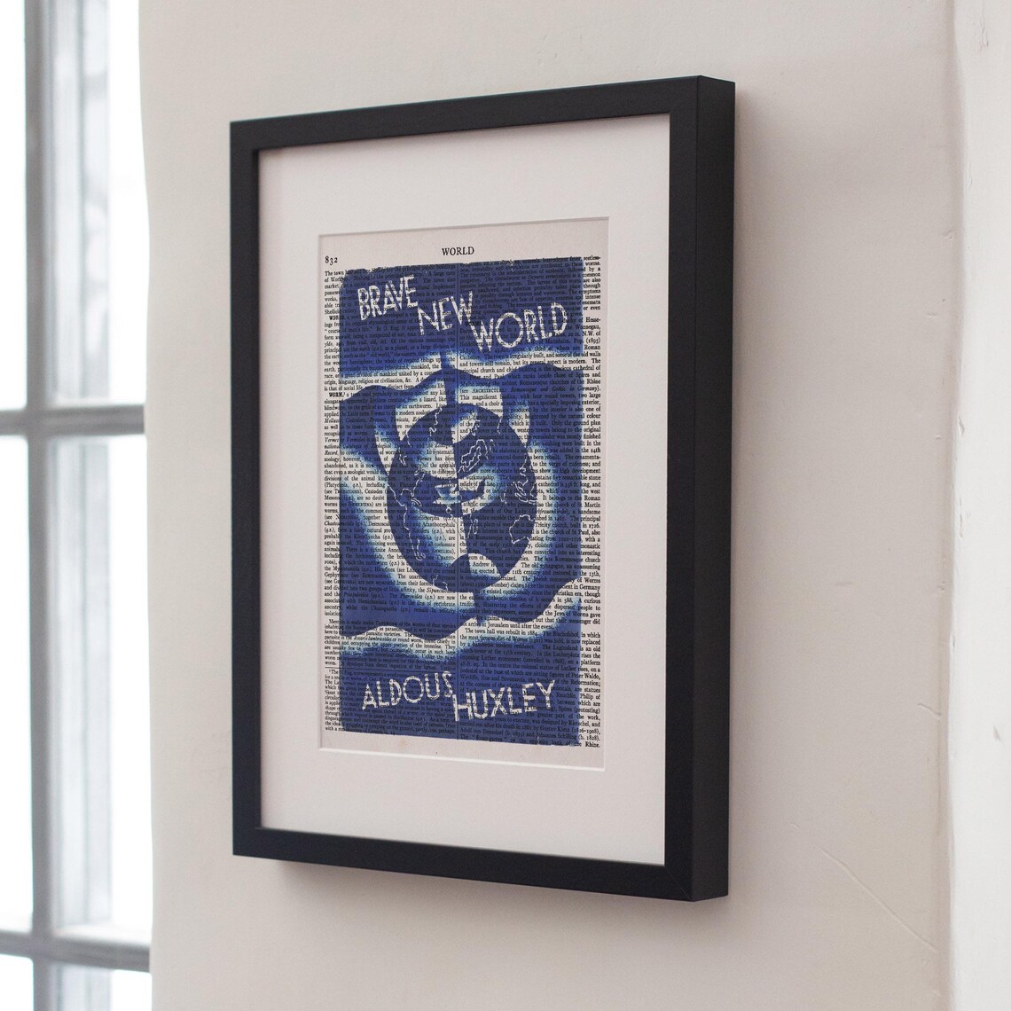 Aldous Huxley Brave New World Blue Portrait Vintage Page Art Print - Image 2