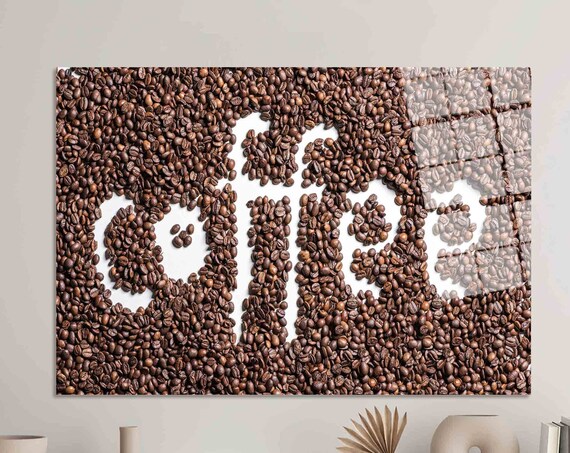 Coffee Beans Wall Art Coffee Text Art Coffee Wall Art Brown Wall Decor Art Tempered Glass Coffee Wallpaper Poster Glass Art