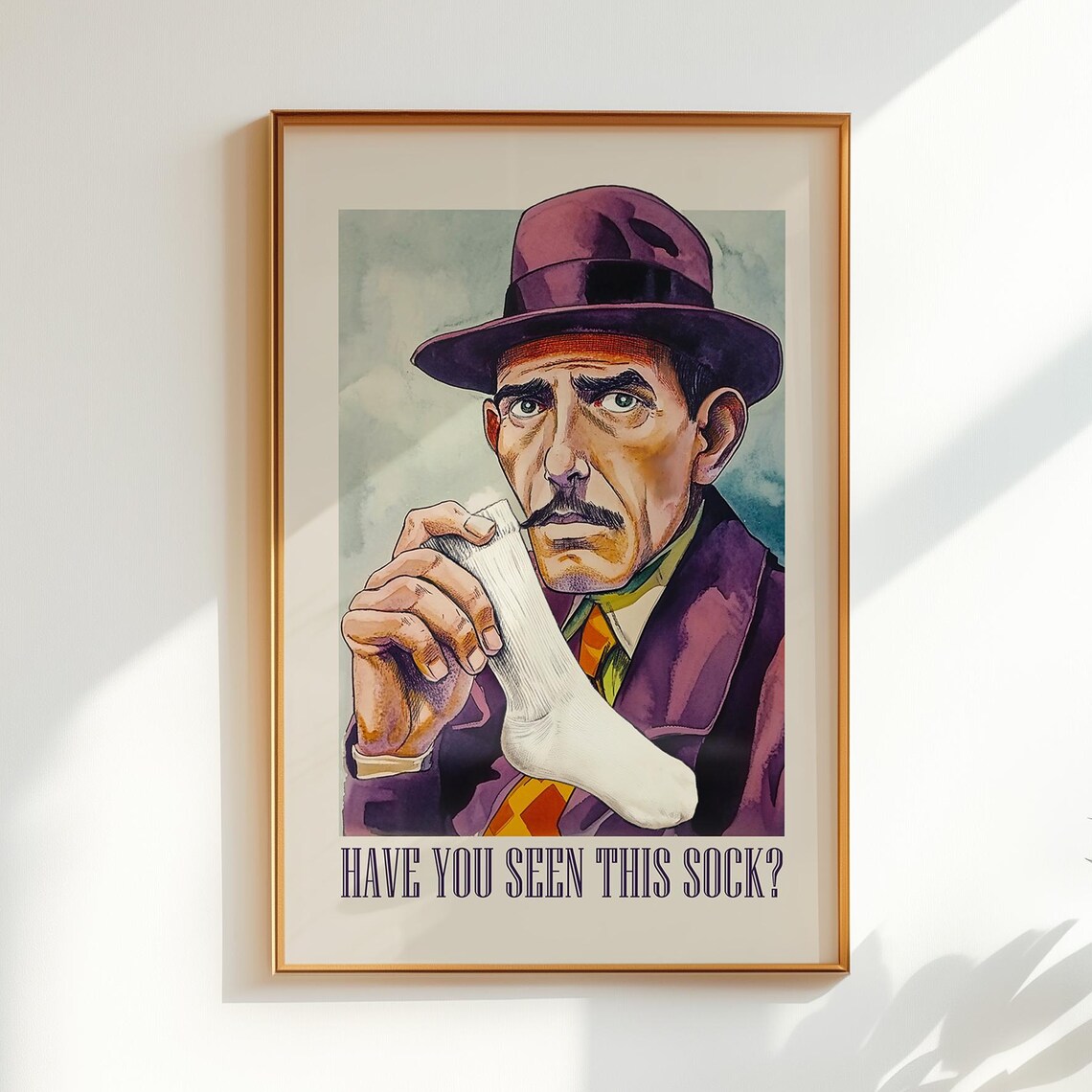 Have You Seen This Sock Funny Vintage Detective Laundry Room Humor Poster