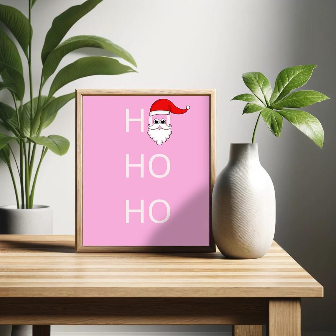 Ho Ho Ho Pink Santa Face Cute Christmas Holiday Season Decor Poster - Image 2