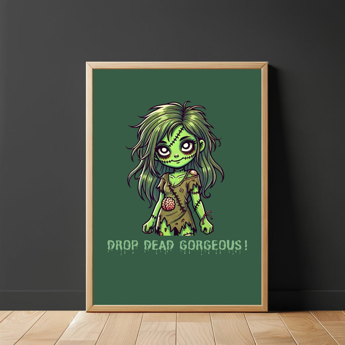 Drop Dead Gorgeous Zombie Girl Poster Quirky Gothic Wall Art - Image 2
