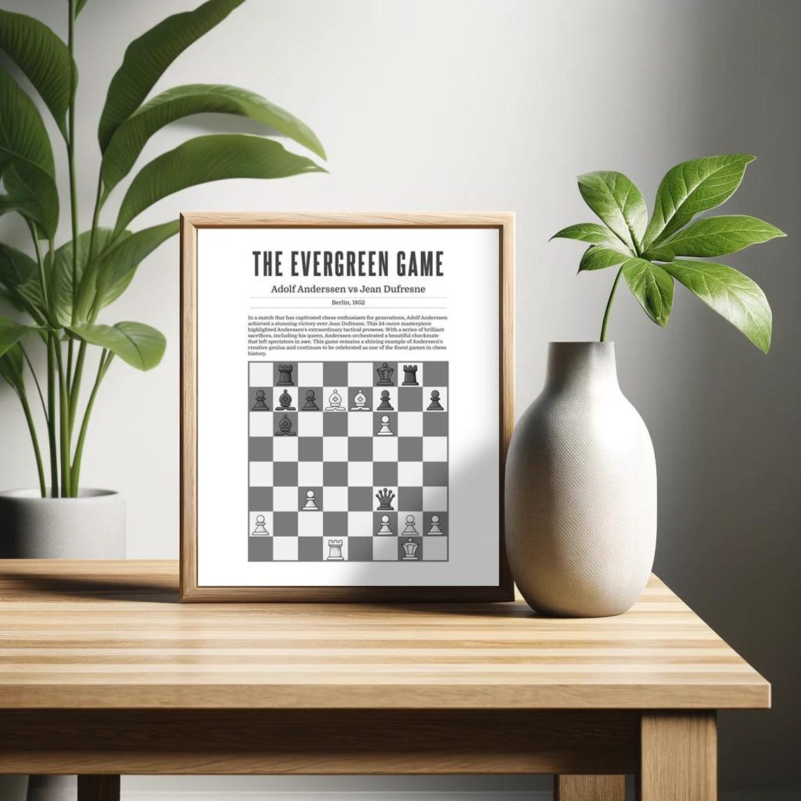 Evergreen Game Anderssen vs Dufresne 1852 Chess History Match Poster