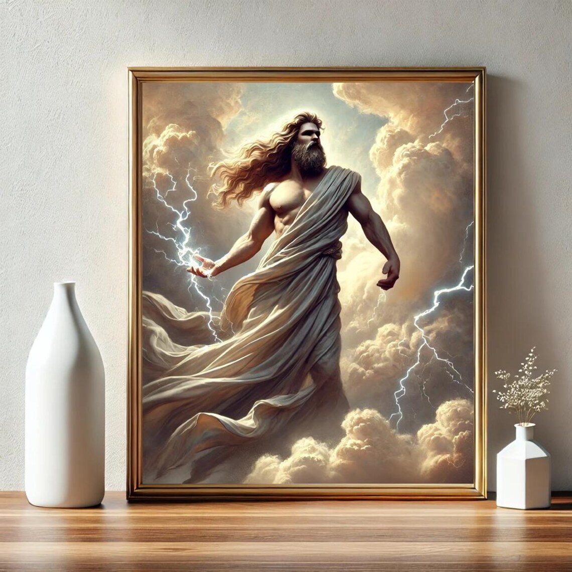 Zeus Greek God Of Thunder Lightning Storm Clouds Fantasy Print - Image 2