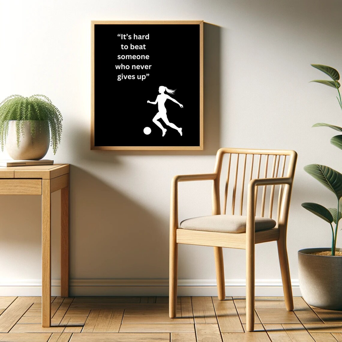 Its Hard To Beat Someone Who Never Gives Up Girls Soccer Poster - Image 2