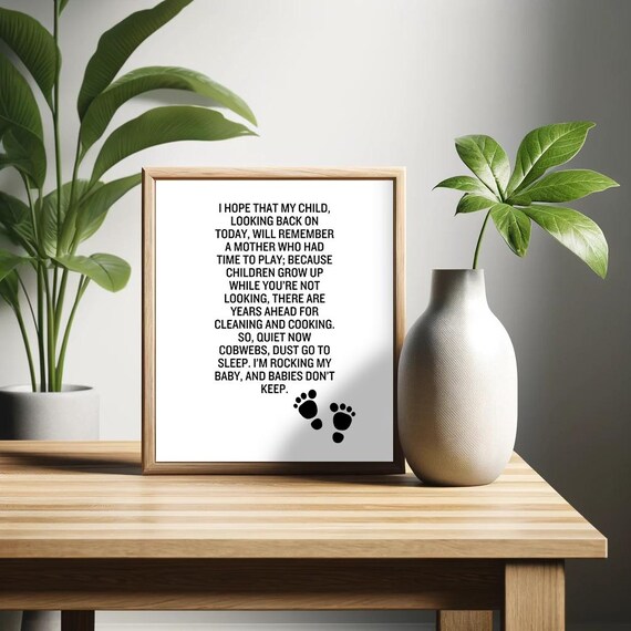 Babies Don't Keep Black Text Poem Nursery New Mom Gift Wall Art