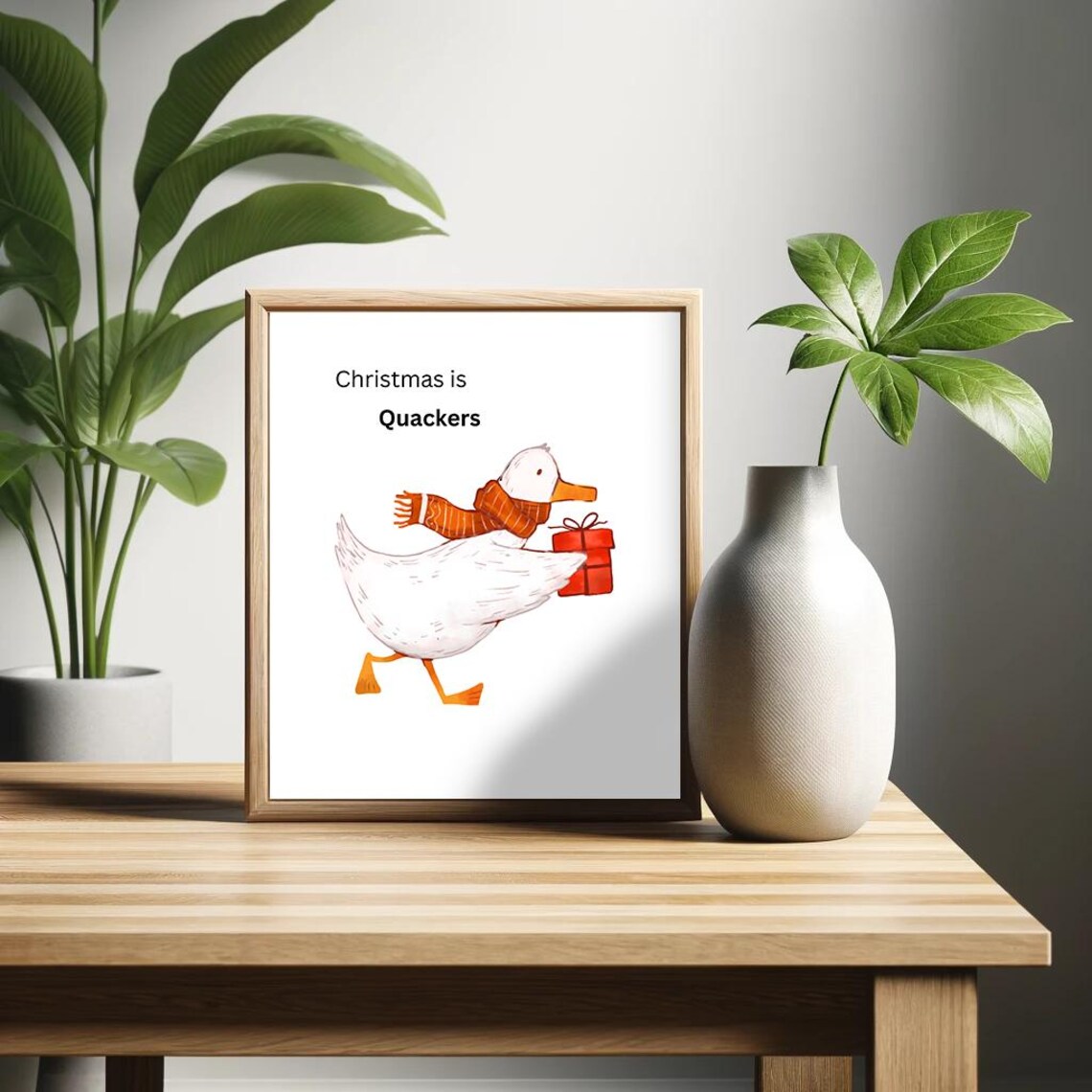 Christmas Is Quackers Cute Duck With Scarf And Gift Holiday Poster - Image 2
