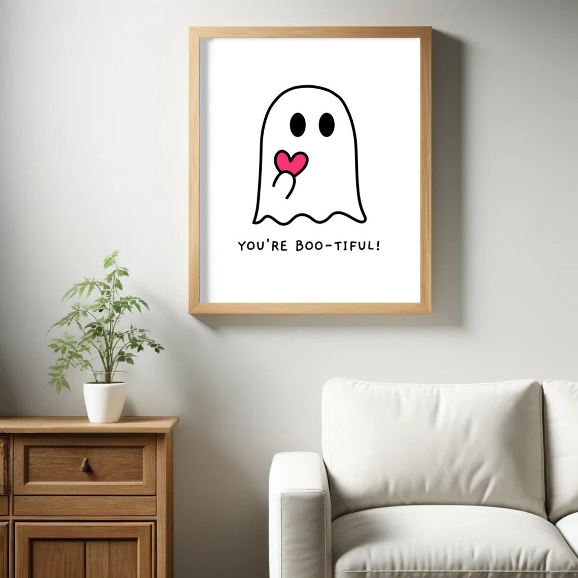 Youre Boo Tiful Ghost Poster Cute Ghost Wall Art Halloween Decor Whimsigoth - Image 2