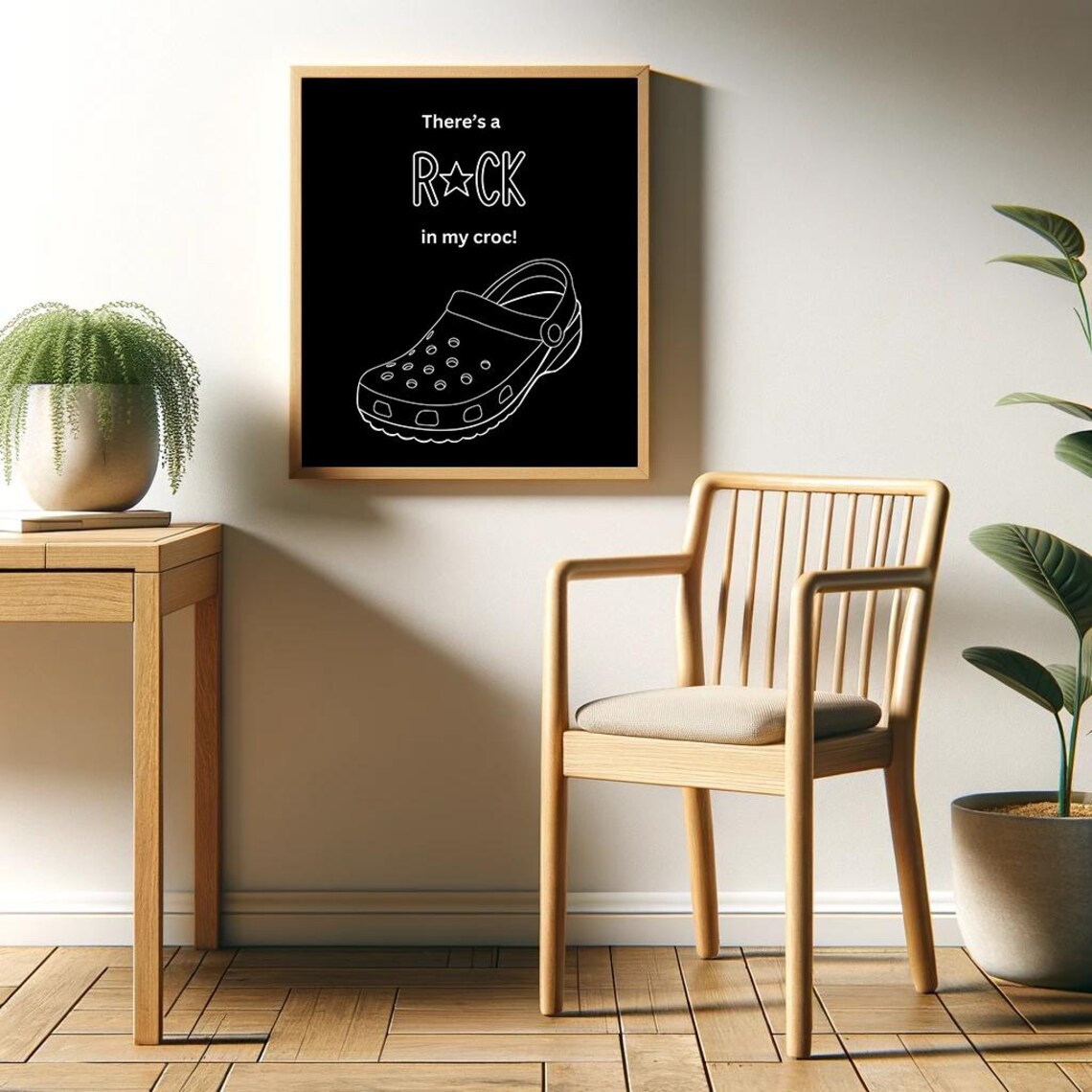 Theres a Rock in My Croc Funny Minimalist Quote Art Pun Poster - Image 2