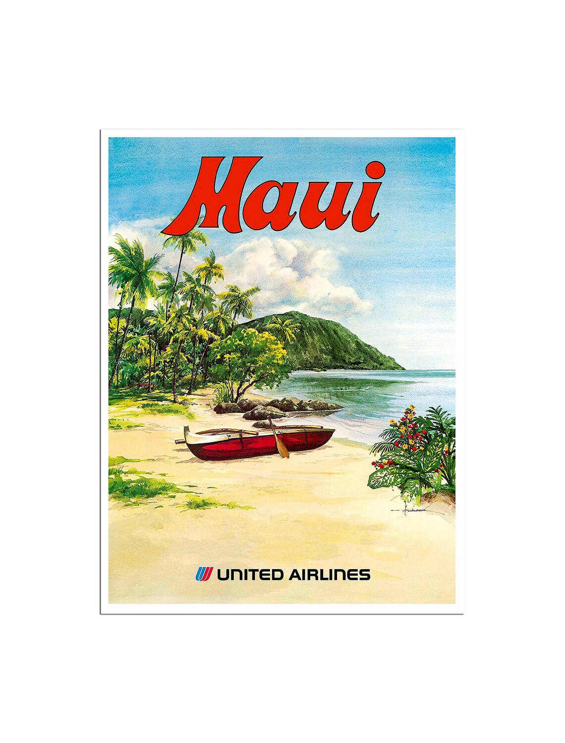 Maui Hawaii Travel Poster, Ocean Beach Art Print