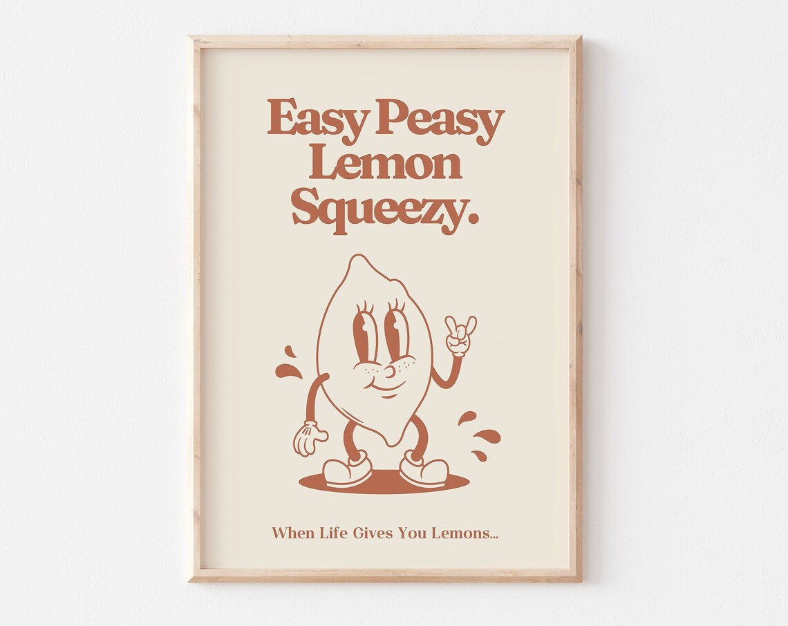 Easy Peasy Lemon Squeezy Retro Lemon Mascot Print