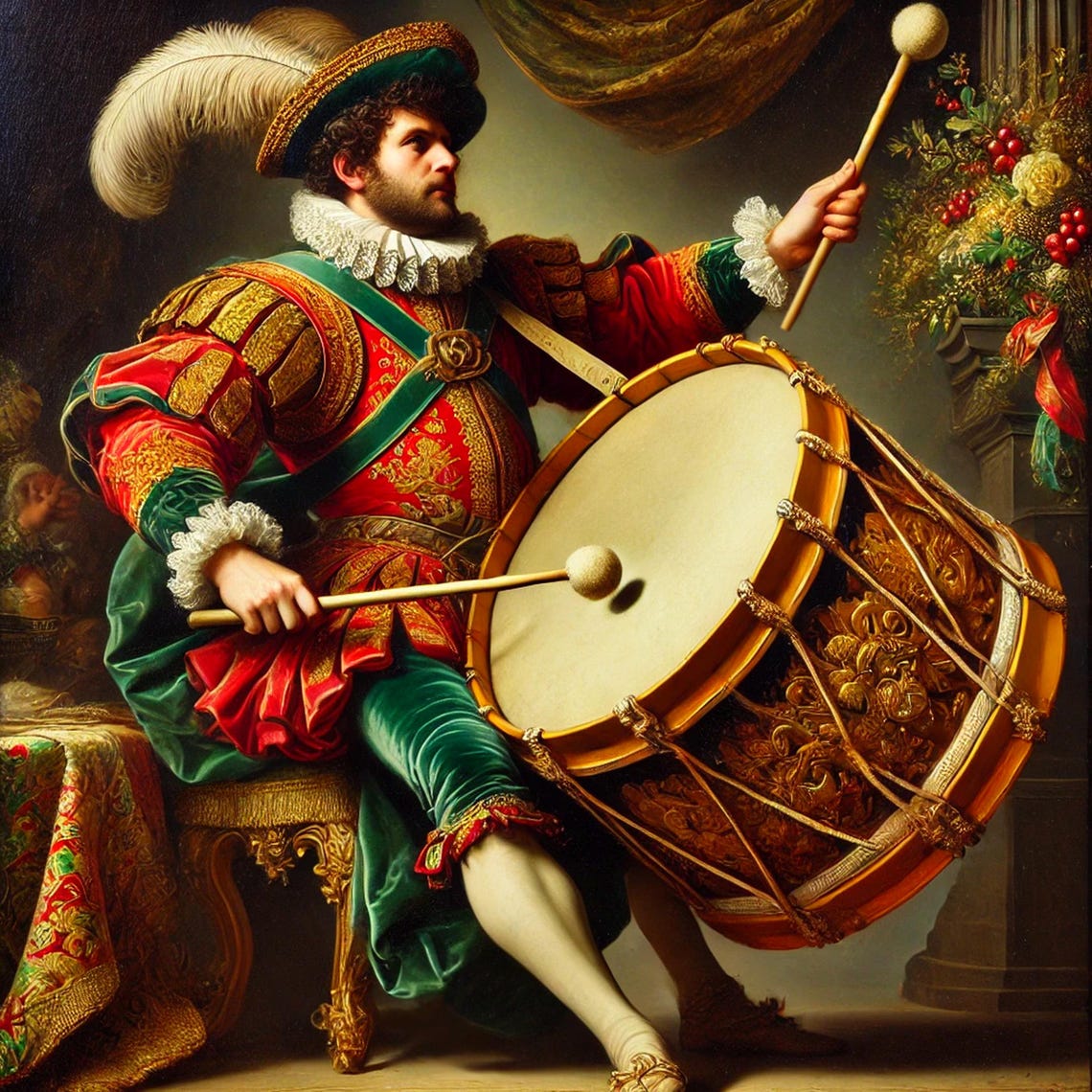 Twelve Drummers Drumming Baroque Drummer Victorian Christmas Poster