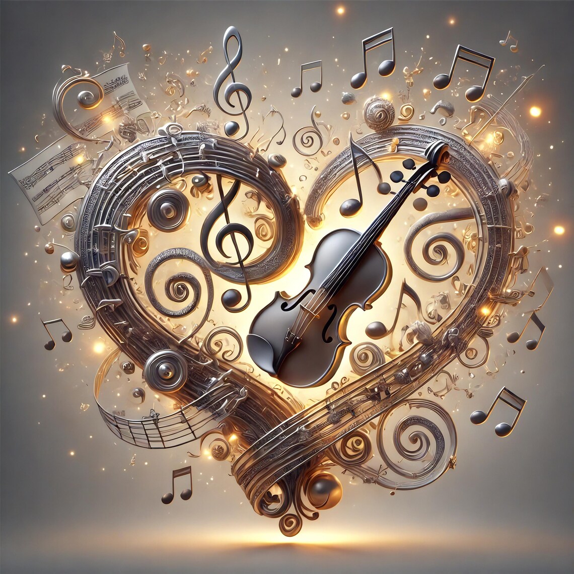 Musical Heart Valentine Art Print for Music Lovers