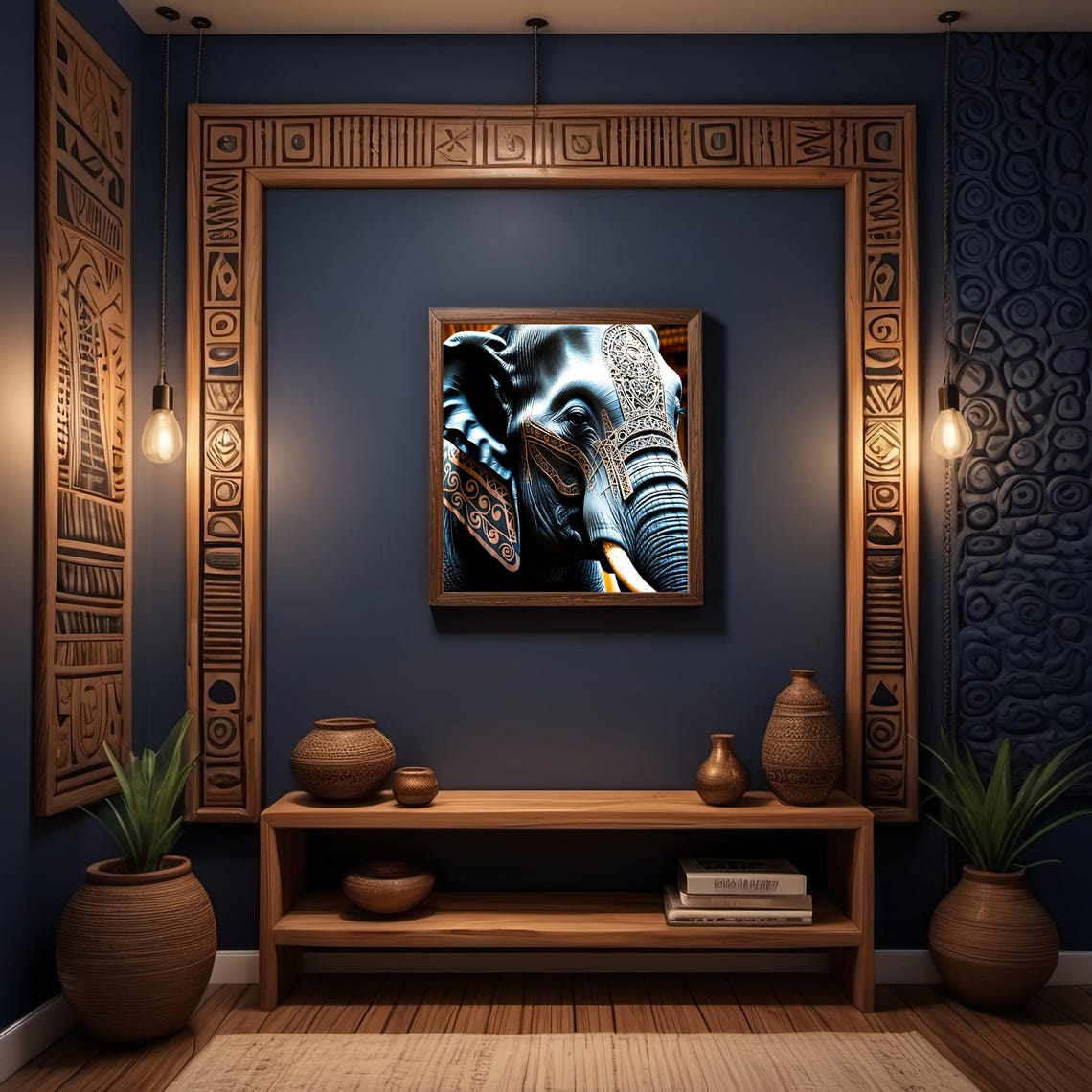 Tattooed Elephant Intricate Animal Art Bold Wall Decor For Home Office Or Studio High Resolution - Image 2