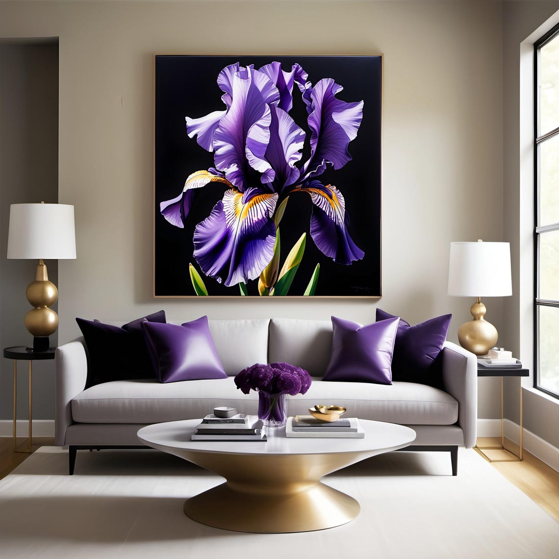 Violet Iris Flower Portrait Dramatic Black Floral Fine Art Poster - Image 2