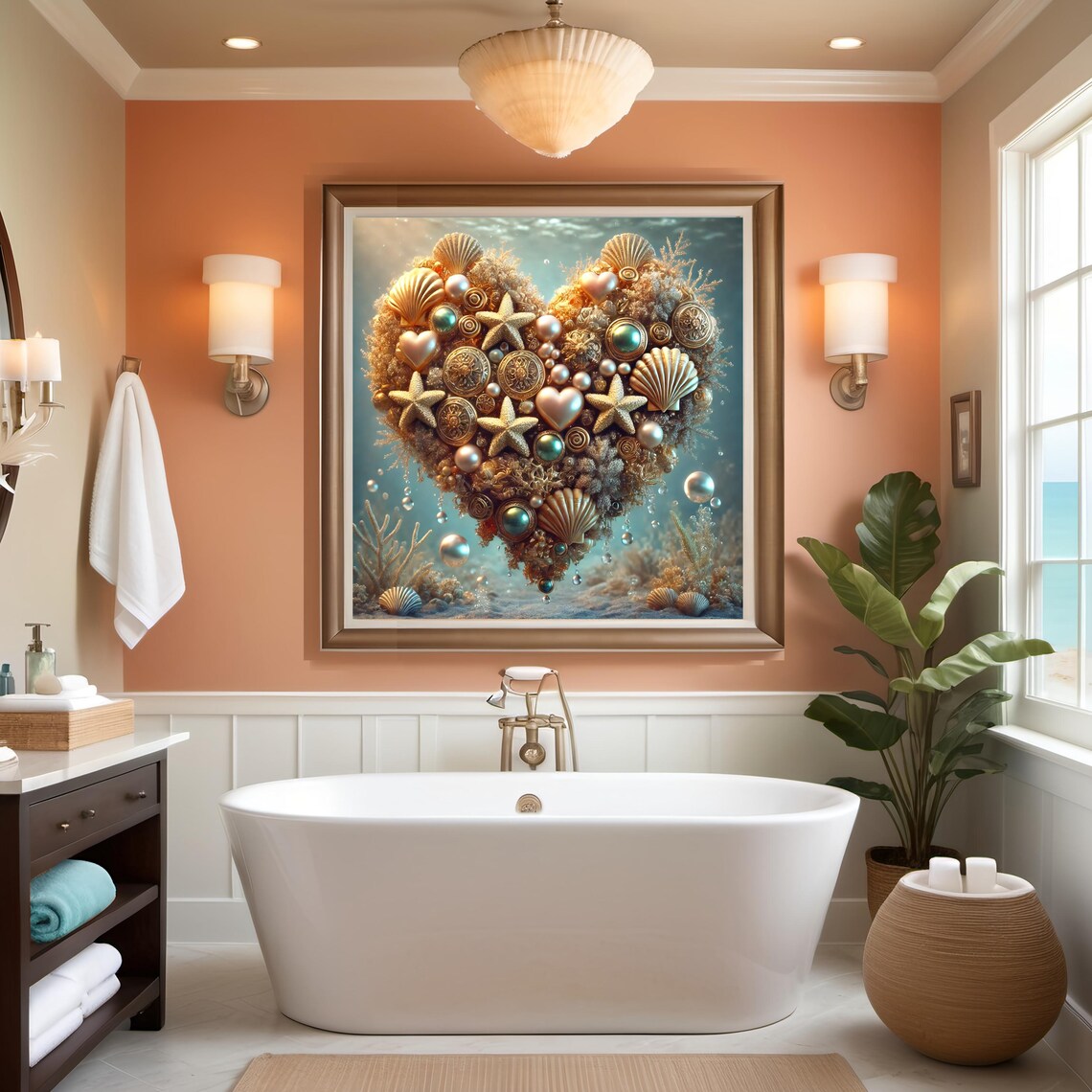 Oceanic Heart Coastal Art Print, Beach Romance - Image 2