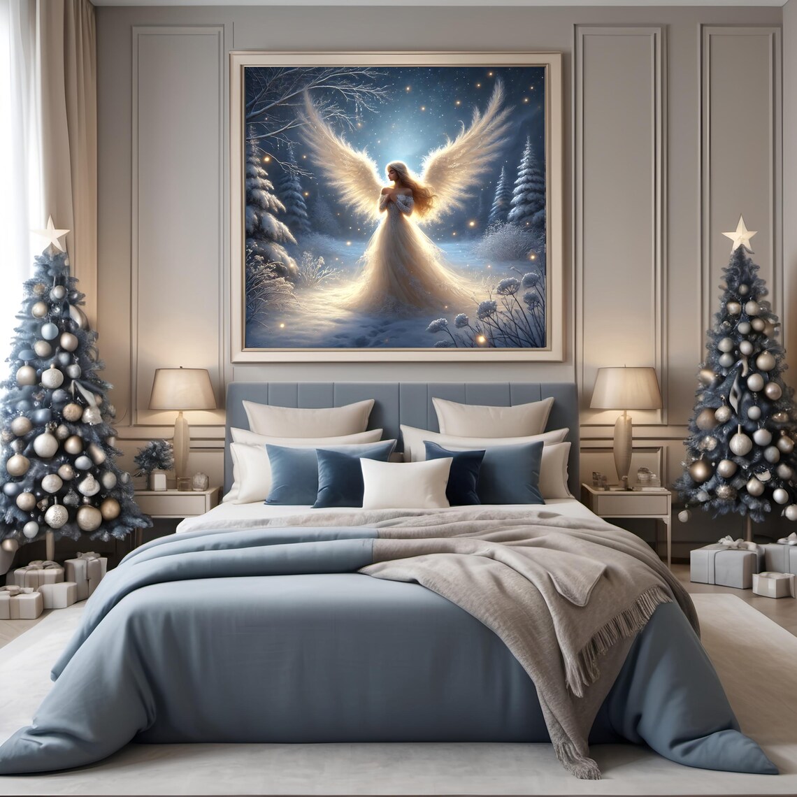 Victorian Angel in Winter Wonderland, Art Print - Image 2