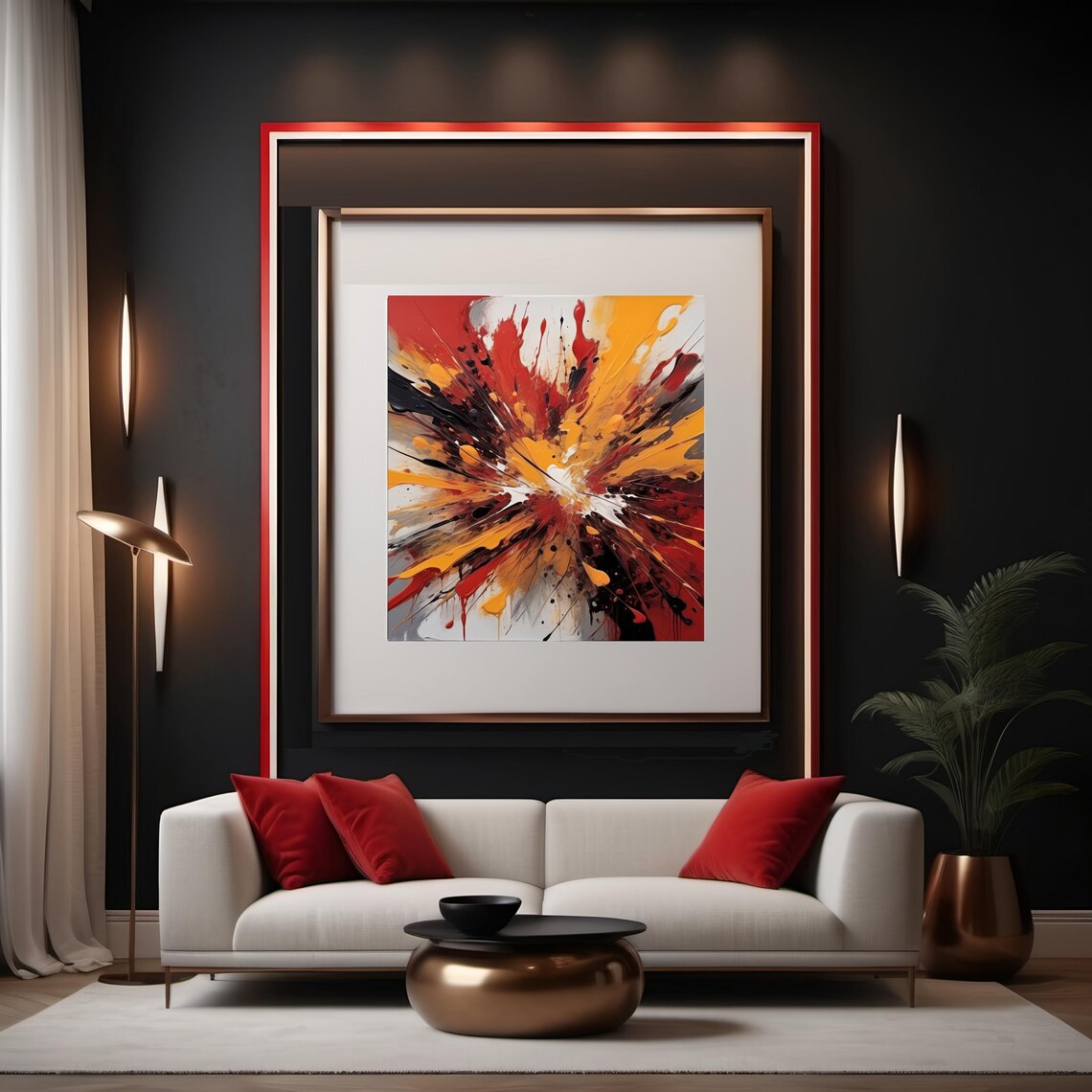 Explosive Abstract Bold Paint Splatter Statement Piece - Image 2