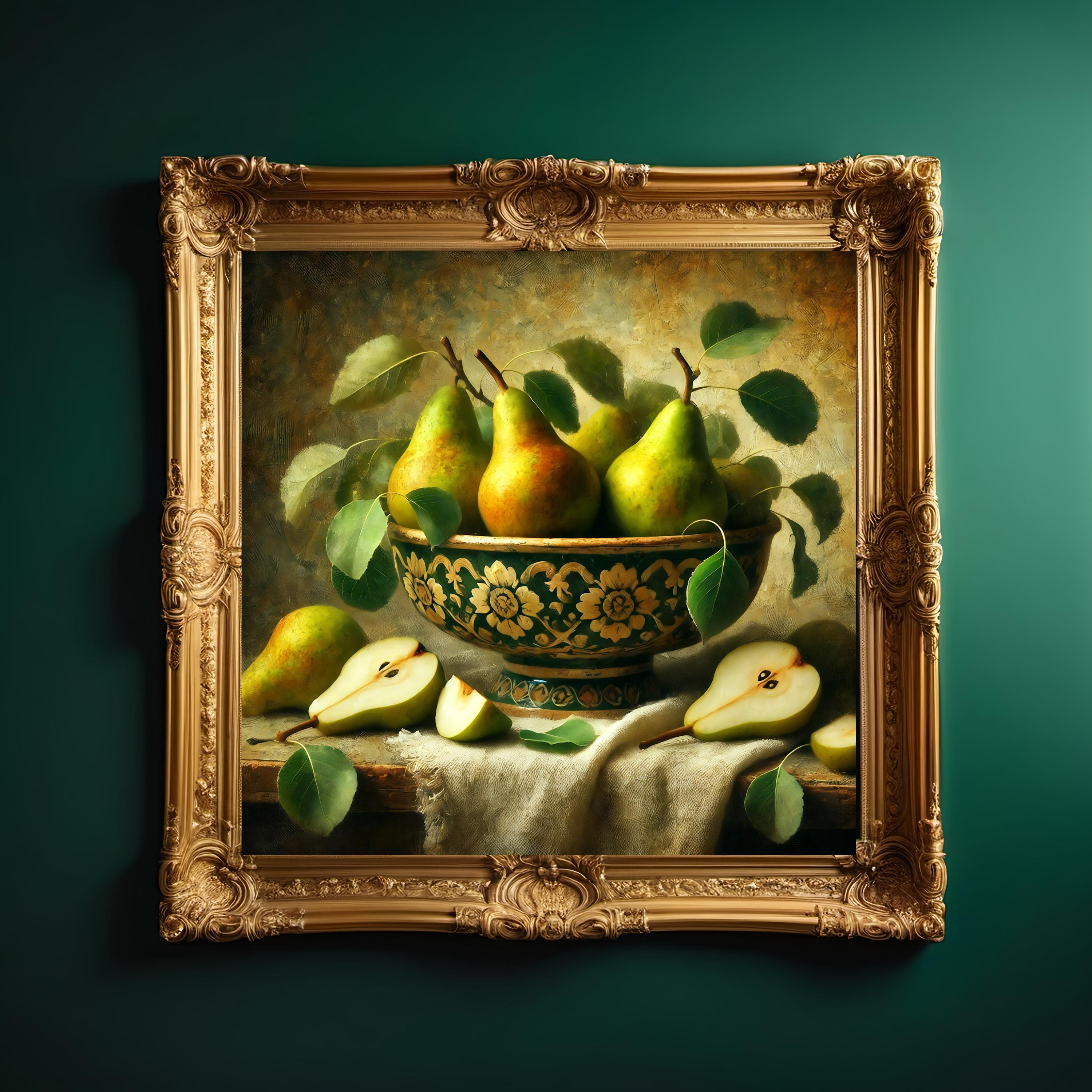 Vintage Pear Still Life Art Print, Rustic Fruit - Image 3