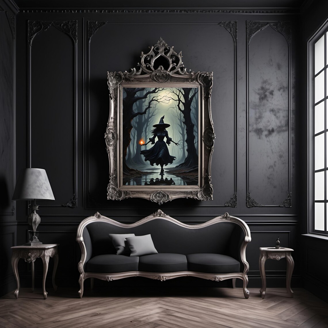 Halloween Witch In Twisted Forest, Gothic Decor - Image 3