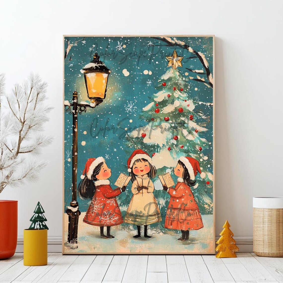 Christmas Carolers Winter Print, Christmas Nursery Decor - Image 4