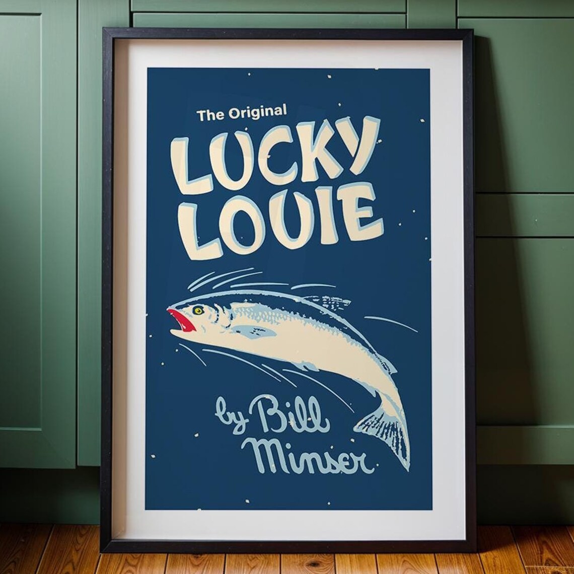 Retro Fishing Lure Art Print, Outdoorsy Decor