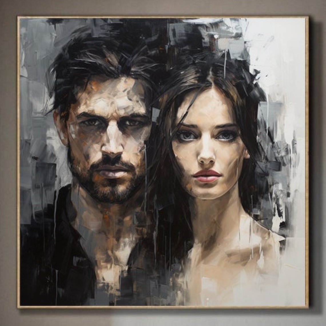 Abstract Male And Female Portrait Oil Painting Large Abstract Wall Art Large Art For Living Room Customized Portrait Oil Painting