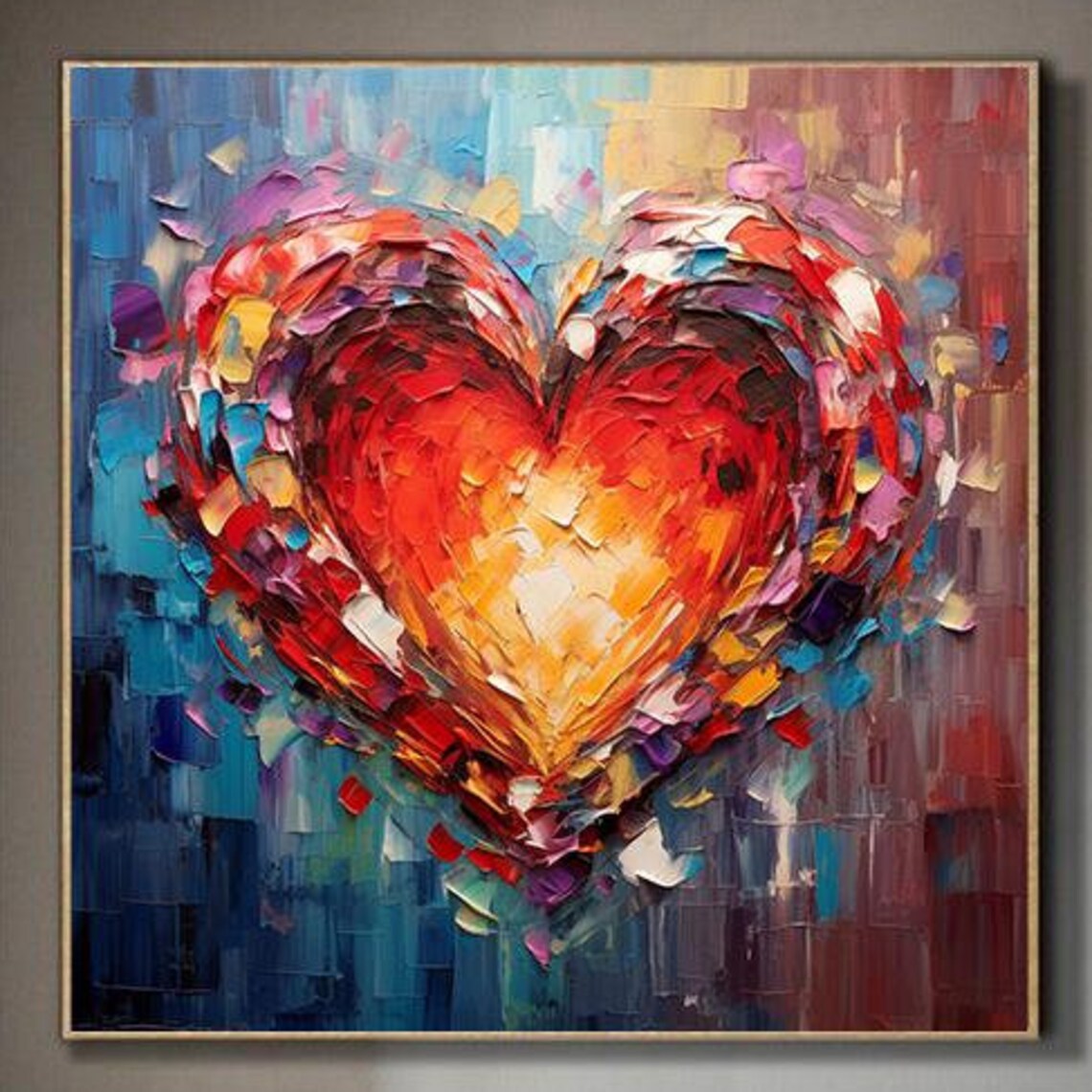 Heart-Shaped Abstract Texture Art Print, Colorful
