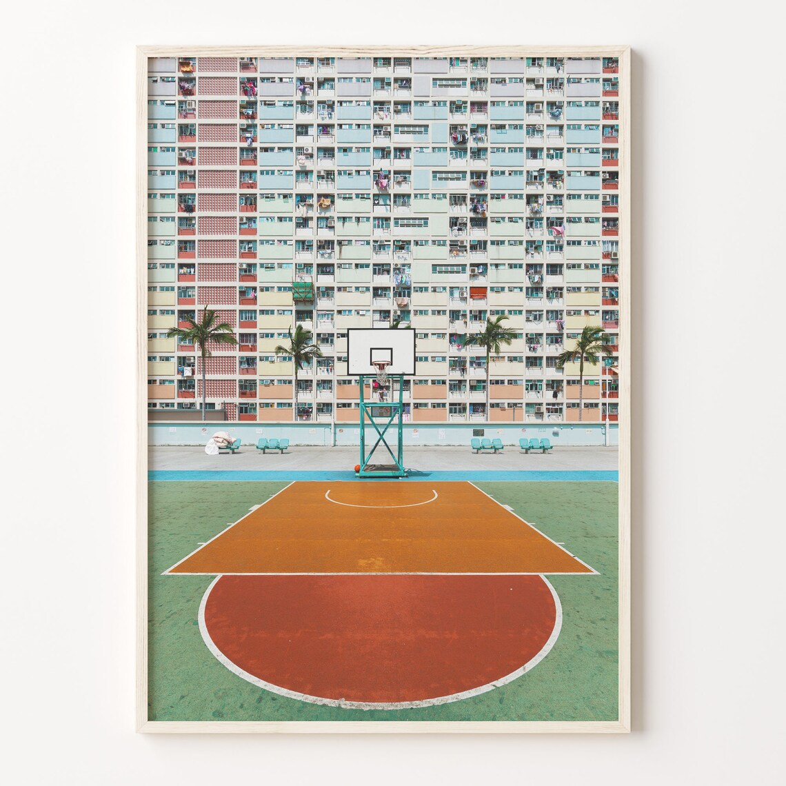 Choi Hung Estate Basketball Court Colorful Hong Kong Photo Poster