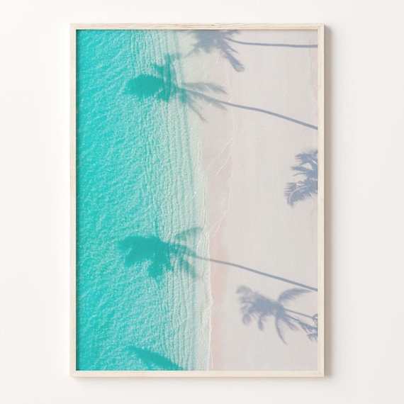 Palm Trees Shadows Colorful Poster Print Palm Tree Shadows Photo Wall Art Wall Art Boho Decor Colorful Wall Art C18 68
