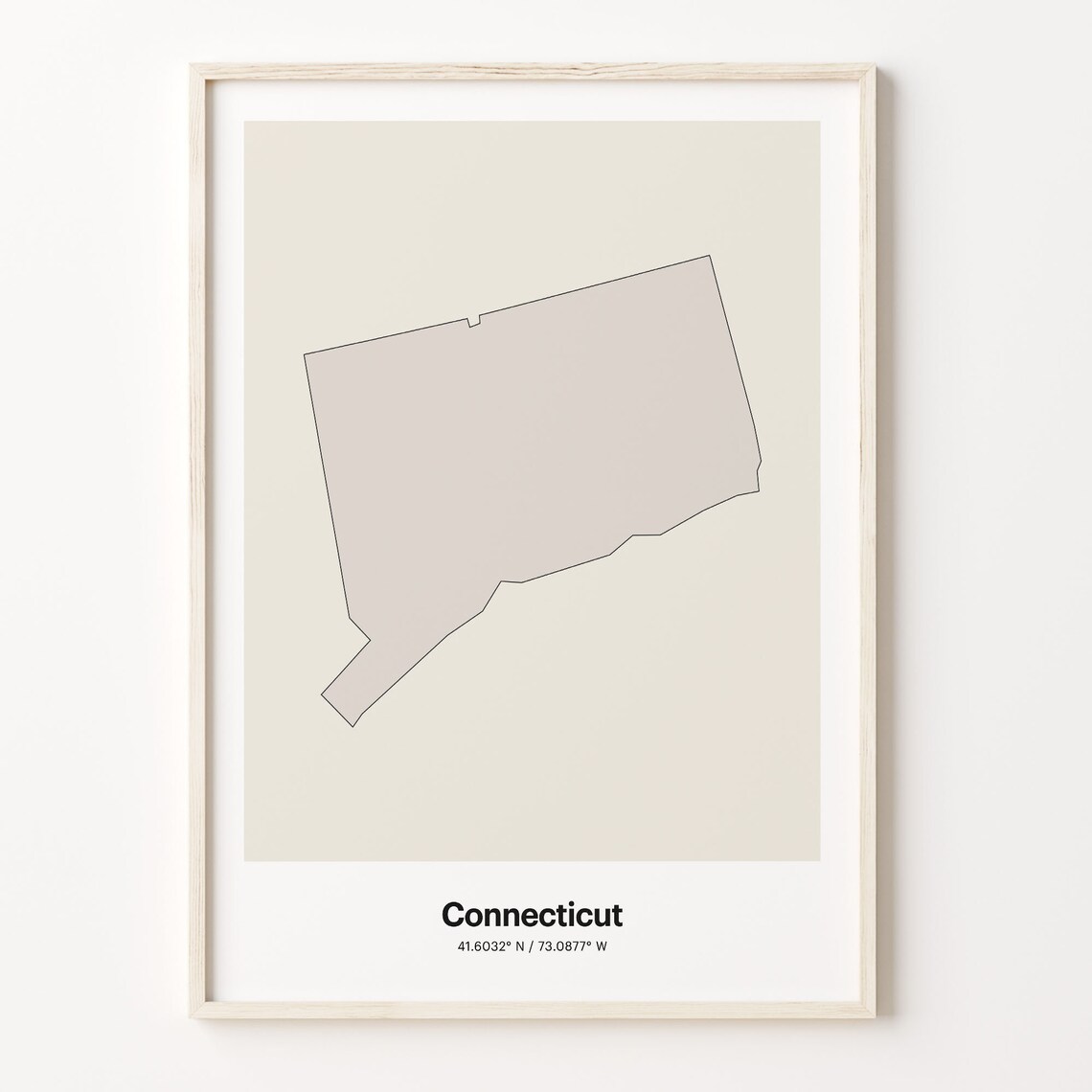 Connecticut Minimalist Line Art State Map Neutral Wall Decor Poster