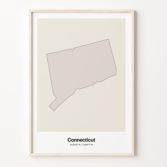 Connecticut Print Connecticuter Gift Minimalistic Country Map Poster Ct Line Art Customizable C24207