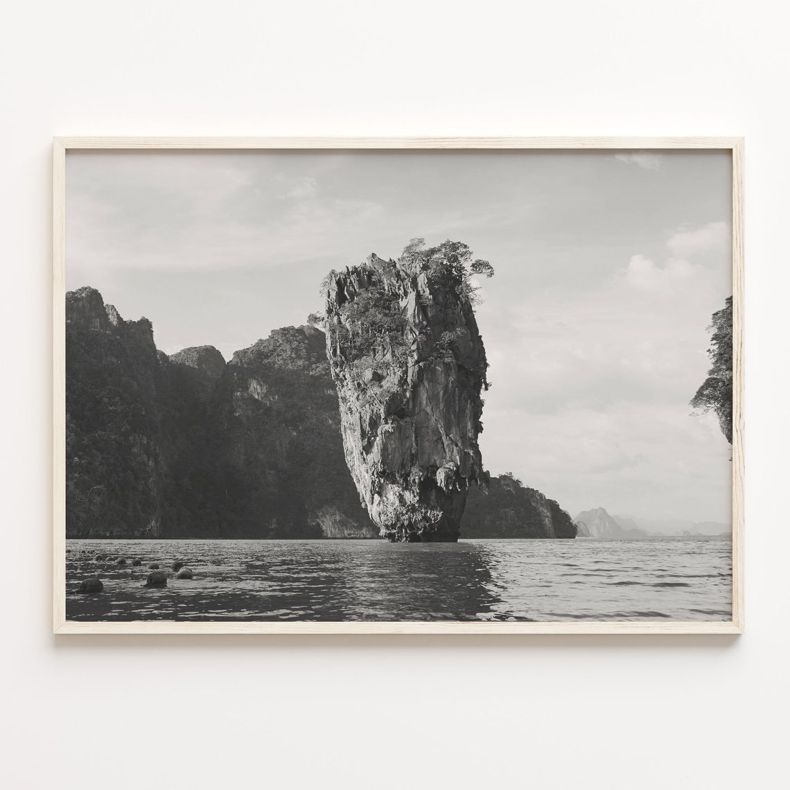 Phuket Thailand Limestone Karst Island Black And White Poster