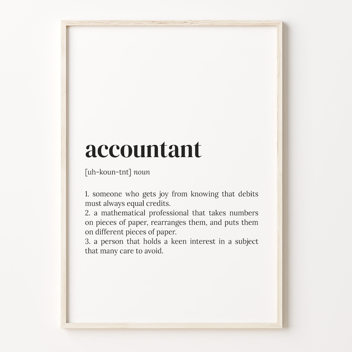 Accountant Definition Dictionary Poster, Funny Quote Art