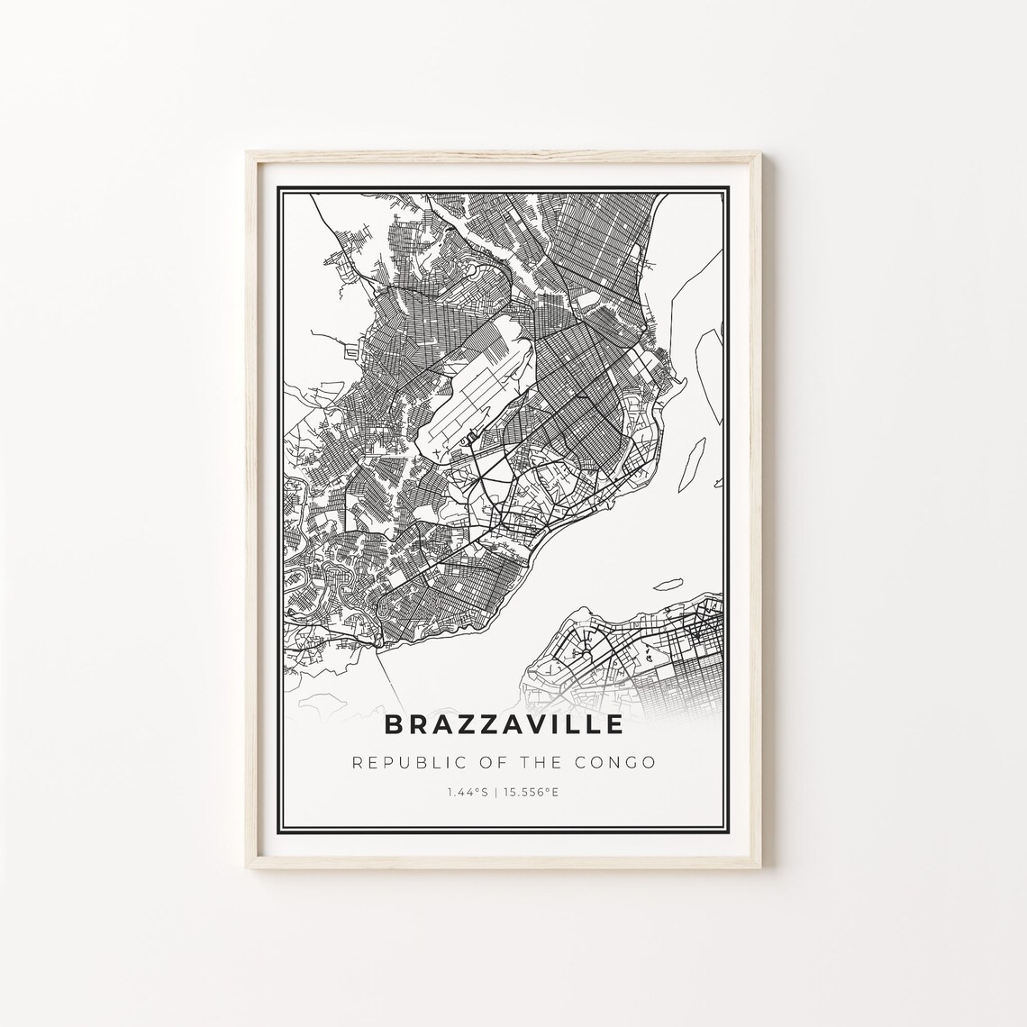 Brazzaville Republic Of The Congo Minimalist Street Map Art Poster