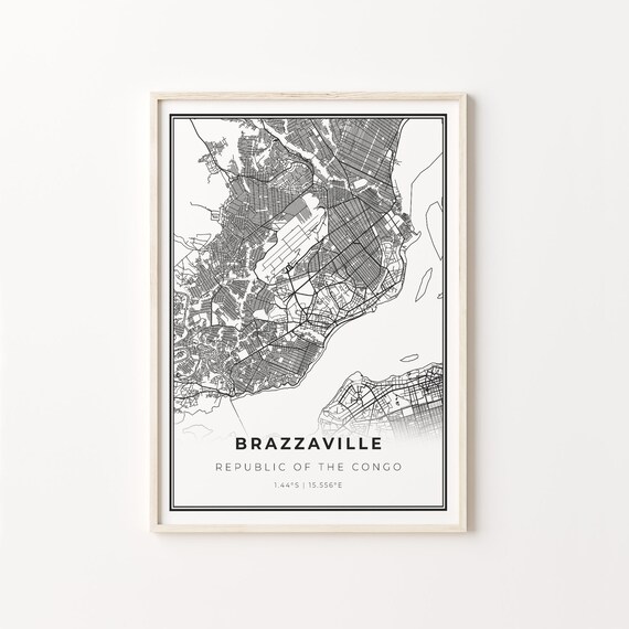 Brazzaville Republic Of The Congo Minimalist Street Map Art Poster