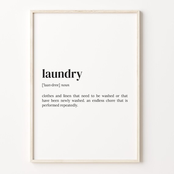 Laundry Room Dictionary Definition Print Funny Wall Decor for Home