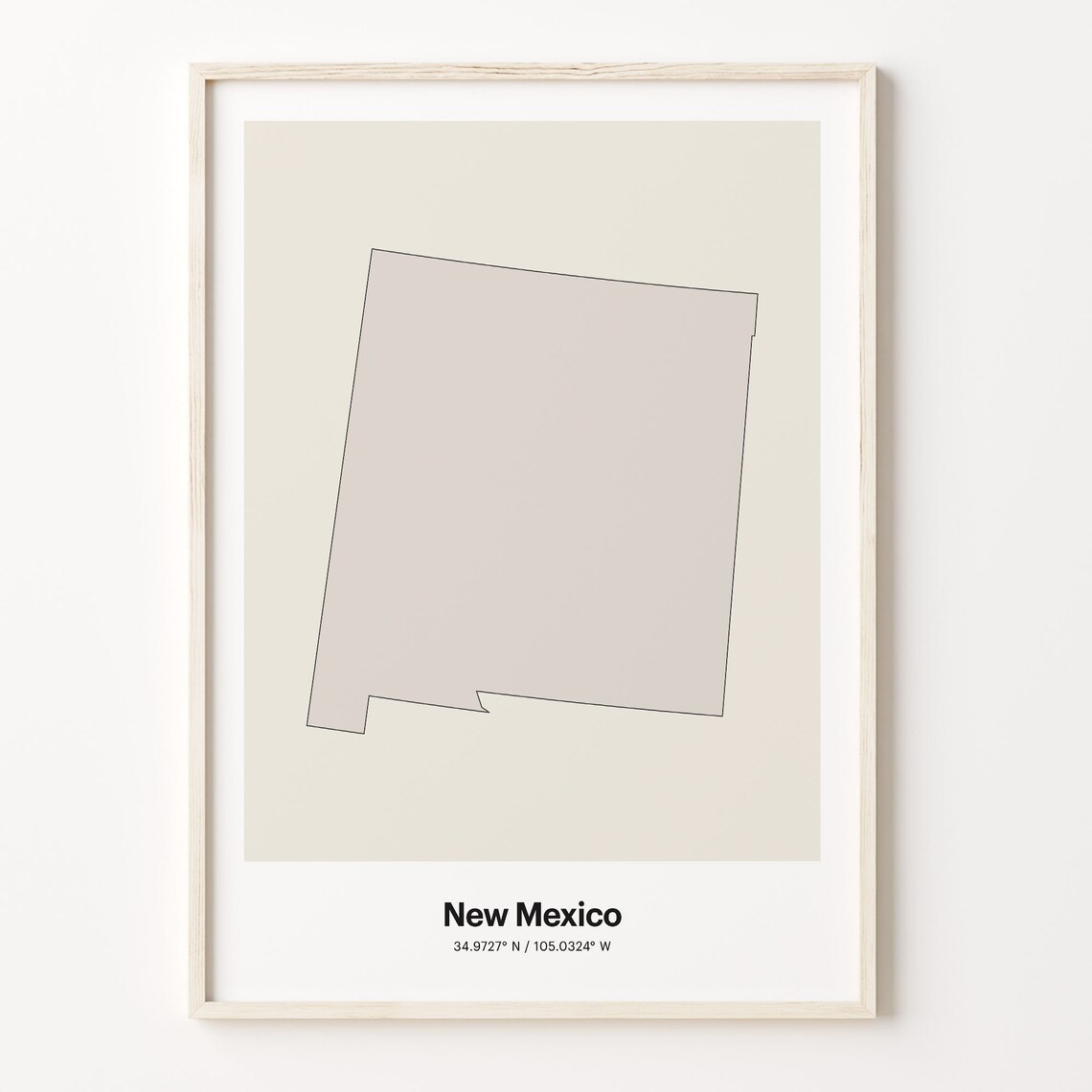 New Mexico Minimalist State Map Line Art Travel Coordinates Gift Poster