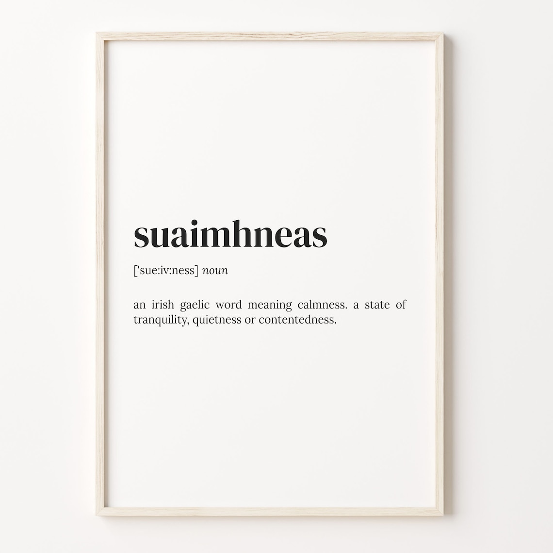Suaimhneas Irish Gaelic Word Calmness Definition Gift Poster