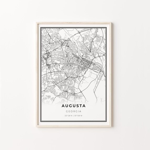 Augusta Georgia Minimalist Black and White City Map Art Poster