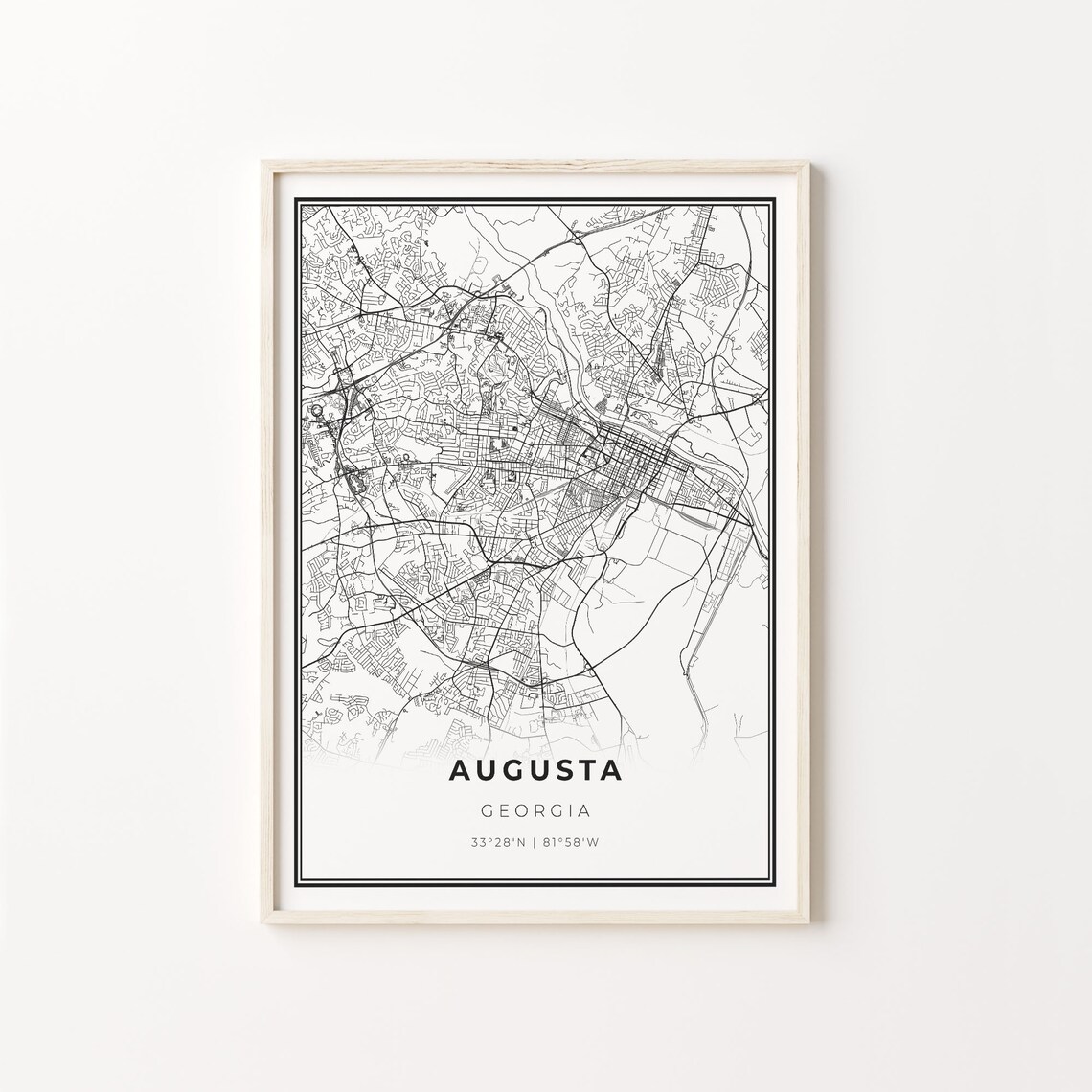 Augusta Georgia Minimalist Black and White City Map Art Poster