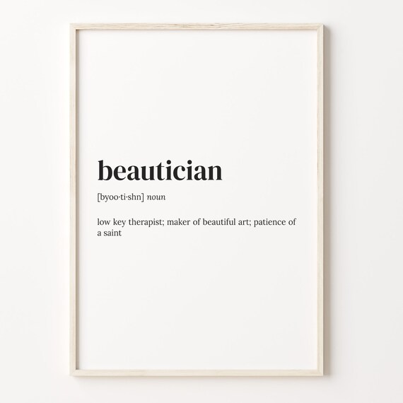 Beautician Dictionary Definition Salon Thank You Gift Wall Art